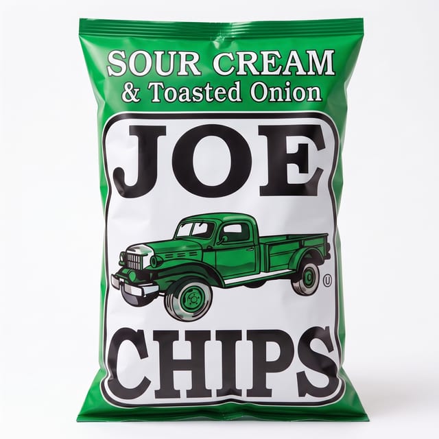 Joe Chips Sour Cream and Toasted Onion.